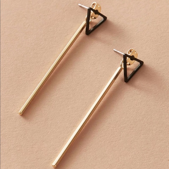 • Brooke • Open Triangle Bar Drop Earrings - Picture 2 of 4